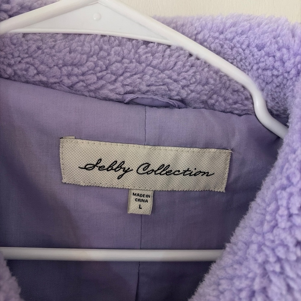 Lavender Teddy Zip-Front Jacket by Jelly Collections - Picture 2 of 4